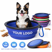 Gamelle pliable en silicone pour chien, portable avec design de rangement compact pour les voyages, alimentation, logo personnalisé, couleur, usine OEM, solide