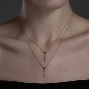 Inspire Jewelry Stainless Steel <strong>Black</strong> Spinel <strong>Heart</strong> &amp; Dagger Drop Necklace for Unisex Adjustable Jewelry - Product Image 3