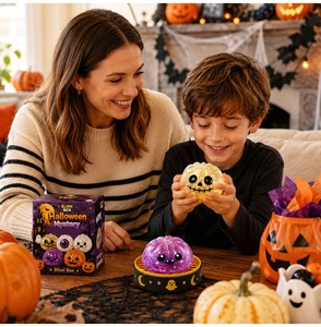 Juguete Antiestrés de TPR Ecológico con Forma de Calabaza para Halloween, Caja Sorpresa con Bola de Maltosa de Rebote Lento para Niños - Product Image 6
