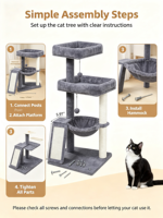 Arbre à chat pour chats d'intérieur, griffoir en sisal, condo pour chat, structure d'escalade, hamac en peluche, fournitures pour animaux de compagnie, vente en gros OEM