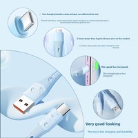 Cable de Carga Rápida USB-A/Tipo-C de Silicona Agradable al Tacto, 1m, Transmisión de Datos, Conductor de Cobre Puro para iPhone, Computadora, Cámara