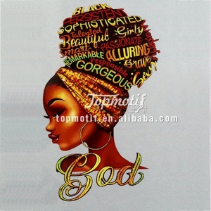 80 Fashion Afro Lady Vinyl Wärme übertragungs designs für T-Shirts Langlebige Plast isol Wasch bare Wärme übertragungs druck methode