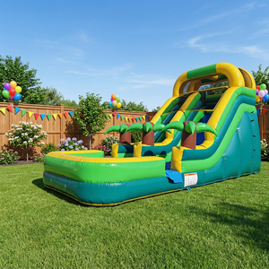 Toboggan aquatique gonflable vert <span class=keywords><strong>avec</strong></span> <span class=keywords><strong>piscine</strong></span> pour <span class=keywords><strong>location</strong></span> commerciale extérieure lors de fêtes - Product Image 1