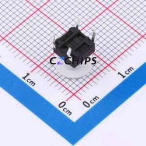 TSA06131-075B332CA-006E Tactile Switch Through hole-4P,6.1x6.1mm Switch Single Pole Single Throw Round Button 1.8N 6.1mm - Product Image 2