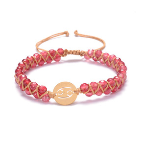 12 signes d'<span class=keywords><strong>horoscope</strong></span> charme bracelet en pierre naturelle bracelet de perles tissées à la main en acier inoxydable - Product Image 2