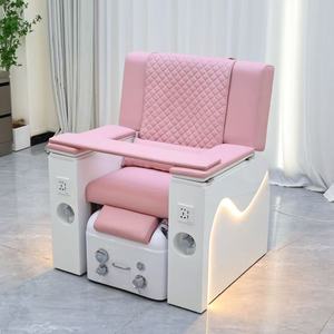 Sillón de masaje eléctrico portátil de cerámica rosa sin tubos con luces de siete colores, adecuado para salones de uñas - Product Image 3