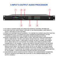 Processeur audio numérique DSP Ipalead E-D360A PA2 3x6 96kHz, système de gestion des enceintes, égaliseur 15 bandes, limiteur de délai, contrôle USB
