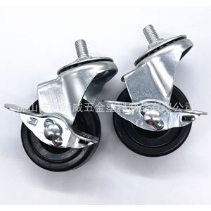 <b>Swivel</b> Caster With Brake 63mm Rubber Wheel 25mm Thickness 60kg Load Capacity Furniture Casters - Product Image 2