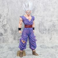 Figurine d'action Dragon Ball de 34 cm, figurine d'anime Super Saiyan, figurine de bête Gohan, Gohan aux cheveux blancs, statue endommagée, figurine d'action d'anime