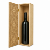Boîte cadeau en bambou naturel gravée au laser pour une bouteille de vin haute, étui de présentation rectangulaire en bois personnalisé avec charnière et estampage doré