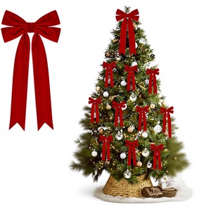 Venda Direta de Fábrica: Laços de Veludo para Árvore de Natal, 2 Tamanhos, Laços Rústicos para Guirlandas de Natal e Embalagens de Presente - Product Image 6