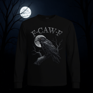 Camiseta de manga larga Black Crow F-Caw-F con diseño de luna gótica, humor para adultos - Product Image 3