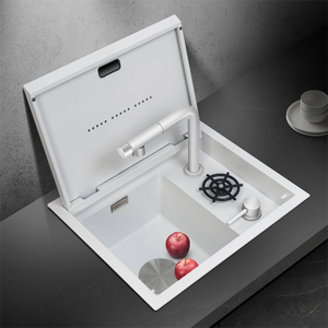 Nuevo Estilo, Venta Caliente, <span class=keywords><strong>Fregadero</strong></span> de Cocina Multifuncional Oculto, Nano Negro Elegante Blanco, con Lavador de Cuo - Product Image 2