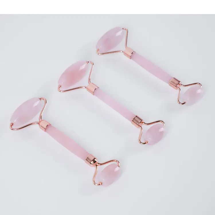 Migliore 3d di bellezza giada rosa quarzo rosa mini set di pietra di massaggio viso roller