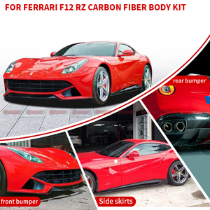 Kit carrosserie style RZ en fibre de carbone à prix réduit pour Ferrari F12 : lèvre avant, lèvre arrière, jupes latérales, spoiler. - Product Image 3