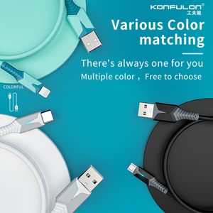Konfulon Chất Lượng Cao Với Bao Bì 1M 3ft TPE 2.4A Loại C <span class=keywords><strong>USB</strong></span> Cáp Dữ Liệu Nhanh Chóng Sạc Cáp Cho <span class=keywords><strong>Android</strong></span> Điện Thoại Di Động - Product Image 5