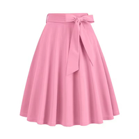 Jupe évasée trapèze rétro vintage taille empire couleur unie pour femme, élégante et décontractée, longueur genou, écologique, idéale pour l'été