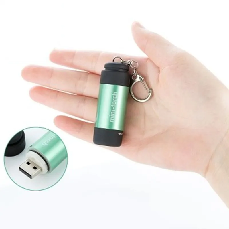 2020 USB Rechargeable Mini Flashlight Strong Light Long-range Moon light Portable Keychain Flashlight