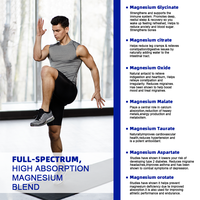 Compléments en capsules de magnésium glycinate 3-en-1 à marque privée : citrate, glycinate, 1800 mg, 1000 mg