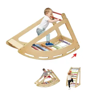 Grimpeur triangulaire 4 en 1 avec rampe d'escalade Chaise berçante pour l'intérieur et l'extérieur Jouets d'escalade pour aire de jeux