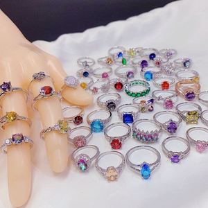 Lot de 100 bagues en cuivre plaqué or vintage avec pierres précieuses, zircon coloré de luxe haut de gamme, bagues de mariage pour femmes, bijoux fins - Product Image 3