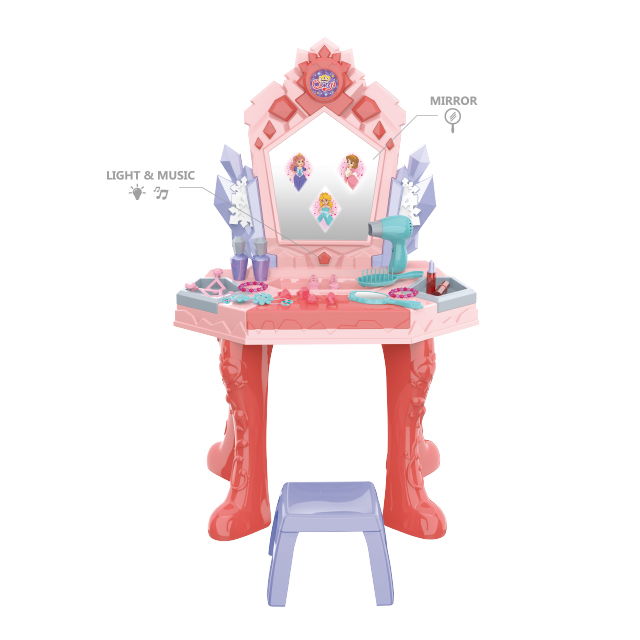 New Design Jugetes Toy Girl Make Up Set Beauty Pretend Play Set Dressing Table Toys