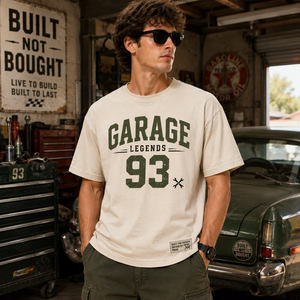 T-shirt OEM personnalisé Garage Legends Numéro 93, style vintage vieilli, culture automobile, manches courtes, vente en gros - Product Image 1