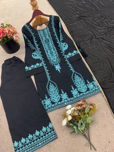 Conjunto de Salwar Kameez Dupatta de Algodón Puro para Mujer, Moderno, con Bordado Elegante, Talla Grande, Ropa Casual para Fiestas y Festivales, de Secado Rápido - Product Image 2