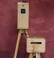 Cabina de Fotos de Estilo Madera, Cabina de Fotos Retro con Pantalla Táctil y Acabado de Madera