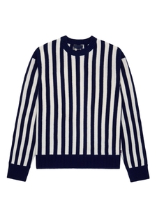 <span class=keywords><strong>Pull</strong></span> col rond à rayures verticales bleu marine et blanc pour homme, tricoté à rayures audacieuses, style <span class=keywords><strong>marin</strong></span> - Product Image 5