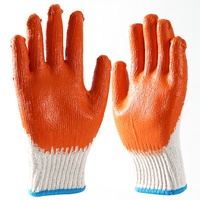 Venta al por mayor de guantes de trabajo de algodón de alta durabilidad con tableta de látex guantes de seguridad de punto para la construcción