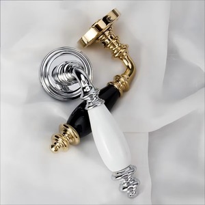 Ensemble de serrures de porte de luxe <span class=keywords><strong>en</strong></span> laiton plaqué or avec poignée <span class=keywords><strong>en</strong></span> céramique, fermeture magnétique silencieuse pour portes <span class=keywords><strong>en</strong></span> bois de chambre, kits de quincaillerie pour propriétés - Product Image 4