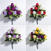 Bouquet de roses artificielles bicolores, 12 têtes, vente directe d'usine, produit transfrontalier très demandé