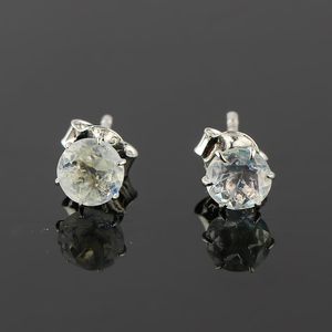 Pendientes Redondos de Piedra Lunar Natural con Engaste de Plata de Ley, Color Arcoíris, para Uso Diario, Joyería Fina - Product Image 2