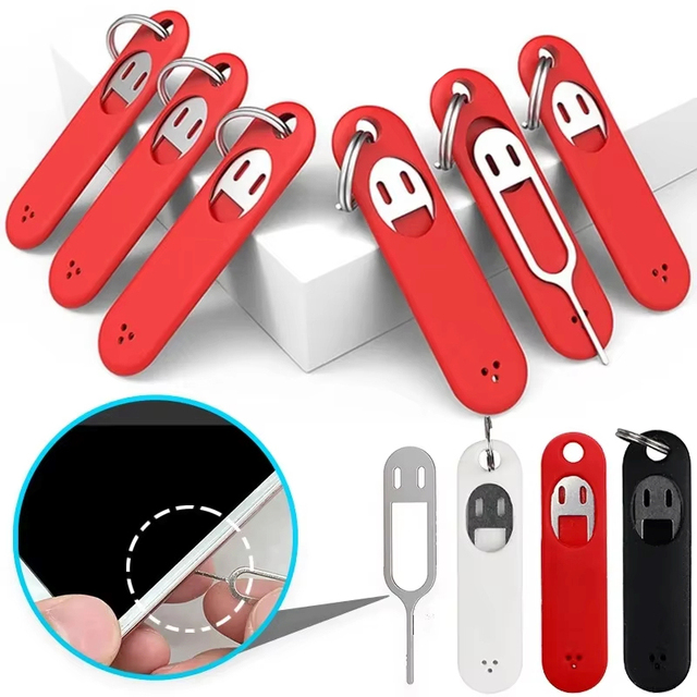 Anti-Lost Sim Card Eject Pin Needle with Storage Case for Universal Mobile Phone Ejector Pin SIM Card Tray Opener Keyring