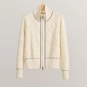 2025 Mới Mùa Thu Mùa Đông Sản Phẩm Mới Cừu Len Lingge Dây Kéo Áo Len Dày Mỏng Phù Hợp Với Áo Khoác Thanh Lịch Phong Cách Dệt Kim Áo Len - Product Image 6