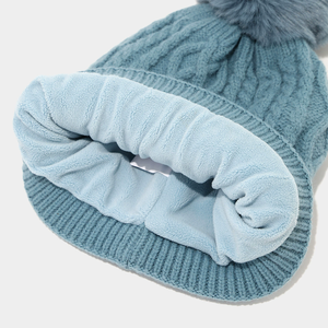 Ensemble bonnet, écharpe et <span class=keywords><strong>gants</strong></span> en tricot d'hiver pour femmes avec doublure en polaire, bonnet chaud pour le cyclisme en plein air, protection des oreilles - Product Image 6