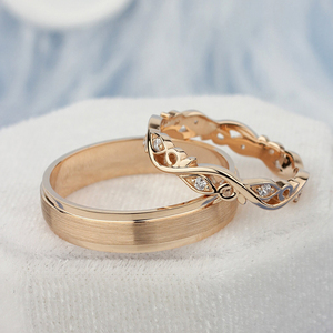 MaiYi 男女ペア結婚指輪セット 14K ソリッドゴールド結婚指輪 カップルセット モアサナイトカップルリング - Product Image 4