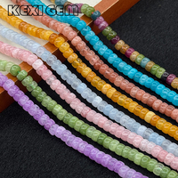 Perles de calcédoine améliorées en forme de pilule 4x6mm bleues/rose/violettes, brin de perles de calcédoine rondes, perles intercalaires en pierre naturelle
