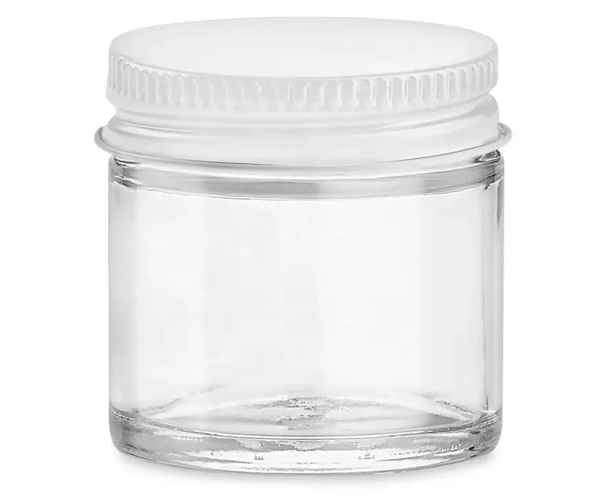 金属キャップ付き1オンスストレートサイドガラス瓶蓋付き琥珀色透明ガラス瓶-食品貯蔵、防腐剤瓶