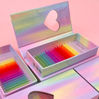 Plateau d'extensions de cils colorés Fadvan Private Label en soie, faux cils individuels colorés en vison