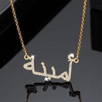 Collier personnalisé avec nom arabe en acier inoxydable, micro-pavé de zircon cubique, délicat et personnalisable pour le dropshipping