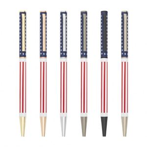 Stylo bille en métal créatif et amusant, populaire avec motif drapeau américain, stylos personnalisés avec logo, vente en gros - Product Image 1