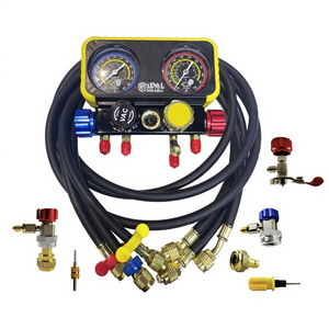 Juego de manómetro de 4 válvulas de aire acondicionado con válvula de bola Compatible con refrigerantes R1234yf <span class=keywords><strong>R134A</strong></span> y R600a R290 - Product Image 1