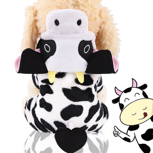 Cow Pattern Fleece Pet <b>Clothes</b> <b>For</b> Medium Dogs Winter Cartoon Dog <b>Cat</b> Costume Four-Legged Flannel Clothing - Product Image 3
