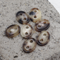 Botones de cuerno de buey auténtico de 2 agujeros ovalados Beige de alta calidad, botones de Nariz de cerdo de cuerno de búfalo, botones decorativos de cuerda