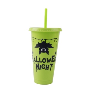 24oz Halloween riutilizzabili tazze con coperchi e cannucce sfuse per adulti Kid Women Party, portatile a prova di fuoriuscita tazze per caffè ghiacciato - Product Image 4