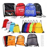 Sac à cordon promotionnel avec logo personnalisé, sac de sport en polyester en gros pour l'école, la remise en forme et les événements sportifs à prix bas et faible MOQ