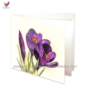 Grande échelle fleur violette 40 cartes Quilling faites à la main de haute qualité pour la fête des mères, cartes de voeux de fête des pères - Product Image 4