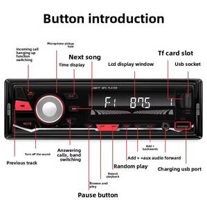 1DIN Car MP3 Player APP <b>Control</b> <b>USB</b> TF Card RGB Light BT 5.0 High Power Lossless Music FM Transmitter Stereo - Product Image 5